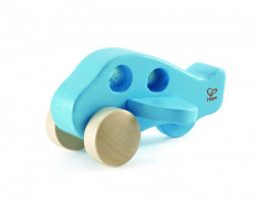 Avion de jucarie pentru copii, din lemn, Albastru foto
