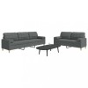 VidaXL Set de canapele cu perne, 2 piese, gri &icirc;nchis, material textil 3278336
