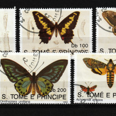 Timbre Sao Tome e Pricipe, 1992 | Fluturi de zi şi de noapte - Insecte | aph
