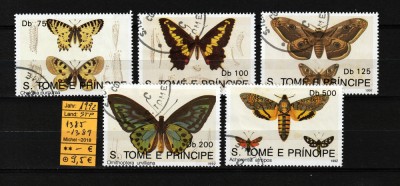 Timbre Sao Tome e Pricipe, 1992 | Fluturi de zi şi de noapte - Insecte | aph foto