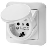 Priza cu protectie diferentiala RCD Gewiss GW95523, 16 A, 10 mA, alb, cu capac, IP44
