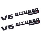 Set 2 embleme V6Biturbo 4Matic+, Negru pentru aripa Mercedes