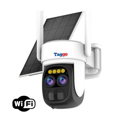 Camera de supraveghere WIFI cu incarcare solara 5W, SUPER 3K 6MP Dual Lens, 10X ZOOM, IP66, Control din aplicatie, Detectare miscare, Comunicare bidir foto