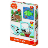 Baby Puzzle - Unde locuiesc animalele? (3,4 si 5 piese), Dino