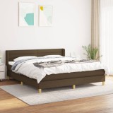 Pat box spring cu saltea, maro &icirc;nchis, 160x200 cm, textil GartenMobel Dekor, vidaXL