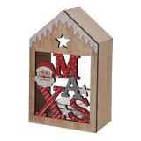 Suport Lumanare Crăciun Casa Moș Crăciun din Lemn 18cm, CMCLASS
