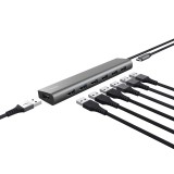 Hub Trust Halyx 7xUSB 3.2 Gen1, gri &quot;TR-24967&quot; (timbru verde 0.8 lei)