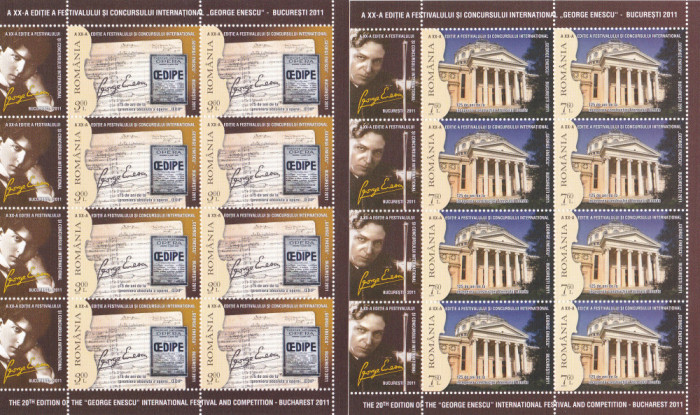 FESTIVALUL GEORGE ENESCU,MINICOLI,Lp.1914g, 2011,MNH ** ROMANIA.