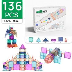 Set Magnetic Tiles 3D STEAM MNTL - 136 Piese Noapte Stelara pentru Constructii foto