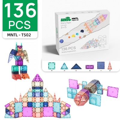 Set Magnetic Tiles 3D STEAM MNTL - 136 Piese Noapte Stelara pentru Constructii foto