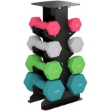 SPORTNOW Set de Ganterele Hexagonale cu Suport, Ganterele Antialunecare pentru Antrenament Forță Acasă, 2 x 1kg, 2 x 2kg, 2 x 3kg, 2 x 4kg | Aosom Rom