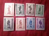 Serie Belgia 1943 Costume epoca , 8 valori , pete pe guma