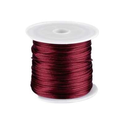 Snur satinat pentru tehnica kumihimo, 27 m, diametru 1 mm, Bordo foto