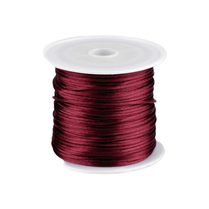 Snur satinat pentru tehnica kumihimo, 27 m, diametru 1 mm, Bordo