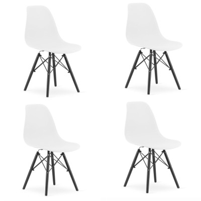 Set 4 scaune stil scandinav, Artool, Osaka, PP, lemn, alb si negru, 46x54x81 cm foto