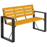 Outsunny Bancă de grădină 2 locuri, rezistentă la intemperii, bancă din lemn cu design cu șipci și cotiere, capacitate 240 kg Lemn natural | Aosom Rom