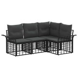 vidaXL Set de canapele de exterior 4 pcs Negru și Gri &icirc;nchis Poliester 3437683