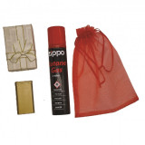 Set Bricheta anti-vant, metalica, aurie, cutie cadou, Gaz incarcare bricheta Zippo, 100 ml, saculet cadou, b6