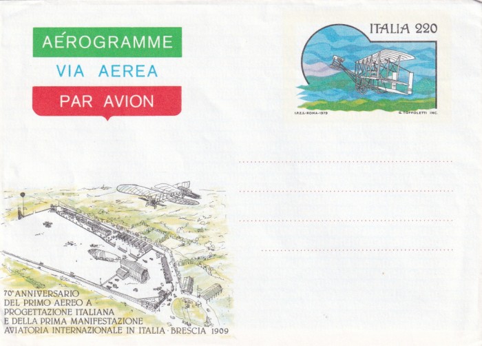 FILATELIE TEMATICA - PLIC ITALIA TEMATICA AVION AVIOANE AVIATIE AIRMAIL AEROGRAM