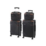 Set 4 Valize Rigide ABS Leziter TraveLux Urban XXII Negru Roti 360 Cifru Cabina 55x40x20cm