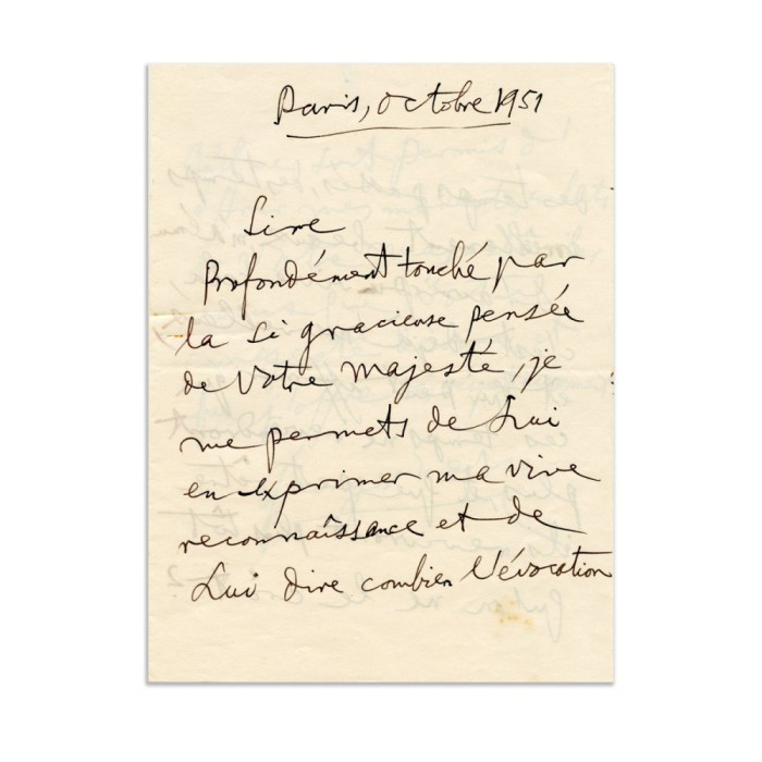 George Enescu, scrisoare expediată regelui Carol al II-lea, octombrie 1951