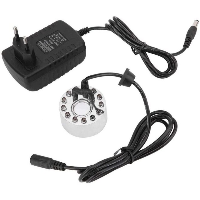 Masina de ceata pentru fantana, plastic, 12 LED, 46 x 38 mm, 24 W, argintiu