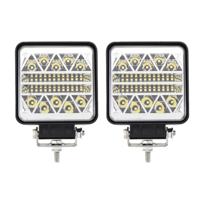 Set 2 x Proiectoare auto, Patrate, 102W per proiector, 30mm, 34 Led-uri