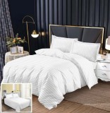 Cumpara ieftin Lenjerie Pat Damasc Alb 4 Piese (200x230/240x250/55x75cm) Bumbac Fara Elastic