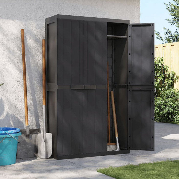 Dulap depozitare de exterior, negru, 97x37x165 cm, PP GartenMobel Dekor