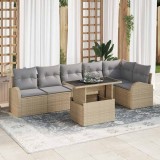 VidaXL Set de canapele pentru grădină 7 pcs Bej 100 x 55 x 73 cm