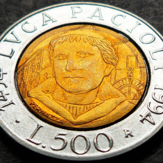 Moneda COMEMORATIVA 500 LIRE - ITALIA, anul 1994 *cod 5364 = LVCA PACIOLI - UNC