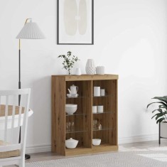 Bufet cu lumini LED Stejar Artisan 41x37x100 cm
