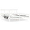 Cadru de pat cu tablie Super King Size, alb, lemn masiv