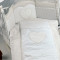 Set Lenjerie de lux din bumbac cu broderie, protectie laterala, pilota, pentru pat bebelusi, Cuore di Mamma Bej, Italia