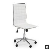 Scaun birou HM Tirol, Ergonomic, Piele ecologica, Cadru cromat, Inaltime ajustabila, 90 kg, 107x44x41 cm, Alb