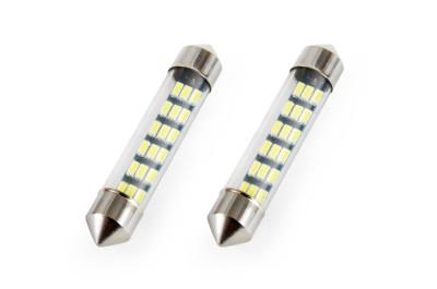 Set 2 becuri auto AMIO , LED, C5W SV8.5-8, 18 SMD 3014, 41mm, 12V, capac sticla, leduri alb sofit Festoon foto