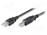 Cablu USB 2.0 A la B 1,8m negru Fire Goobay cu PVC