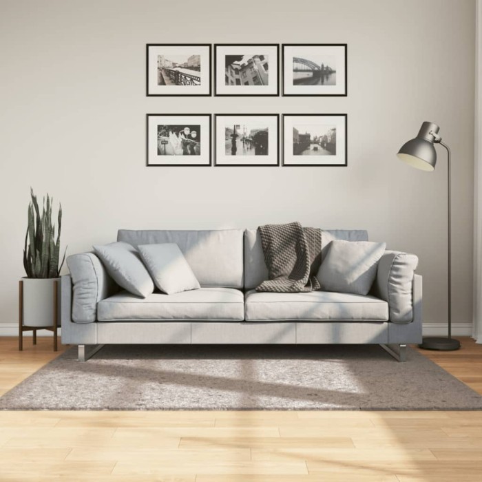Covor pufos &quot;PAMPLONA&quot; cu fire &icirc;nalte, bej modern, 120x170 cm