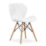 Scaun stil scandinav, Artool, Lago, piele ecologica, lemn, alb, 47x38x73 cm