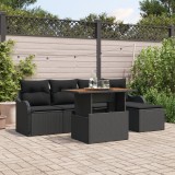Set de canapele de grădină vidaXL cu 6 piese și pernițe din ratan poliester negru