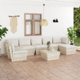 Cumpara ieftin Set mobilier grădină din paleți cu perne, 8 piese, lemn molid