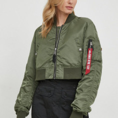 Alpha Industries geaca bomber MA-1 BOXY WMN femei, culoarea verde, de tranzitie