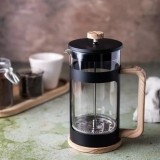 Infuzor din sticla, cu imitatie din lemn, pentru cafea si ceai, 350ml, Klausberg