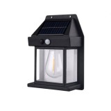 Lampa Solara Exterior DEPOX&reg;, Senzor Miscare, 3 Moduri, 600lm, 17cm, IP65, Neagra, Gradina, Terasa, Gard