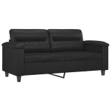 Cumpara ieftin Canapea cu 2 locuri, negru, 140 cm, piele ecologica
