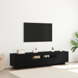 Dulap TV vidaXL cu lumini LED, stejar negru, 180x35x40 cm, din lemn prelucrat