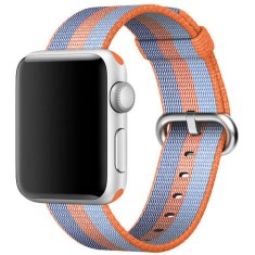 Curea iUni compatibila cu Apple Watch Ultra/SE/8/7/6/5/4/3/2/1, 38mm, Nylon, Woven Strap, Orange/Blue
