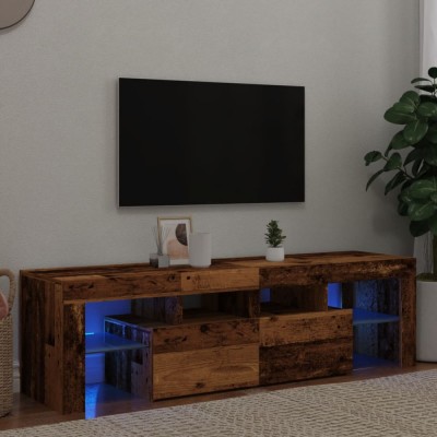 Gossi dulap tv cu lumini led lemn vechi 140x36,5x40 cm lemn prelucrat foto
