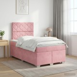 Cumpara ieftin Pat boxspring cu saltea cu headboard Roz 120 x 200 cm Catifea