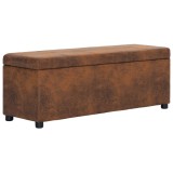 Cumpara ieftin Banchetă cu depozitare, maro, 116 cm, piele &icirc;ntoarsă ecologică